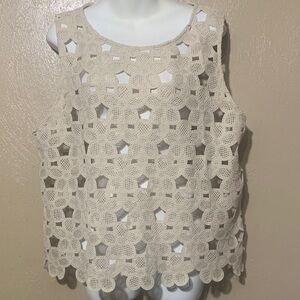 LOFT size XL Beige Crochet Floral Overlay Camisole NWT